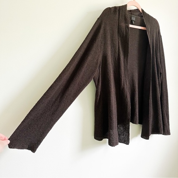 Eileen Fisher Brown Wool textured Shaped Open Cardigan sz XL - Picture 7 of 9